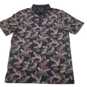 Travis Mathew Magnum Short Sleeve Polo T-Shirt Men's Size Large Blue With Floral